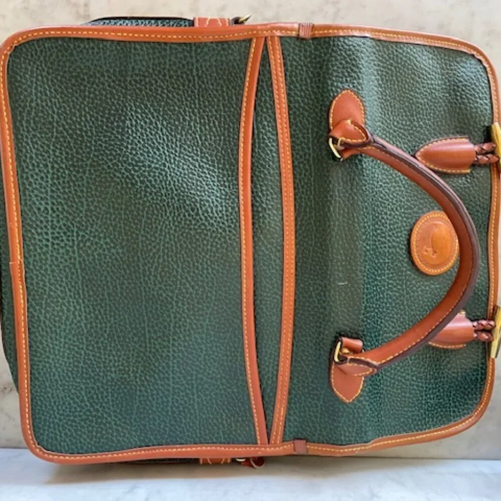 DOONEY & BOURKE AWL Green Pebbled Leather Large Double Pocket Outback Purse